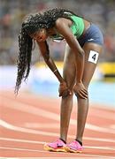 23 August 2023; Rhasidat Adeleke of Ireland reacts after finishing fourth in the women's 400mduring day five of the World Athletics Championships at the National Athletics Centre in Budapest, Hungary. Photo by Sam Barnes/Sportsfile