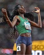 23 August 2023; Rhasidat Adeleke of Ireland before competing in the women's 400m final during day five of the World Athletics Championships at the National Athletics Centre in Budapest, Hungary. Photo by Sam Barnes/Sportsfile