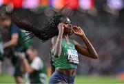 23 August 2023; Rhasidat Adeleke of Ireland before competing in the women's 400m final during day five of the World Athletics Championships at the National Athletics Centre in Budapest, Hungary. Photo by Sam Barnes/Sportsfile