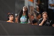 23 August 2023; Rhasidat Adeleke of Ireland after competing in the women's 400m final during day five of the World Athletics Championships at the National Athletics Centre in Budapest, Hungary. Photo by Sam Barnes/Sportsfile