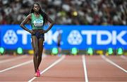 23 August 2023; Rhasidat Adeleke of Ireland before competing in the women's 400m final during day five of the World Athletics Championships at the National Athletics Centre in Budapest, Hungary. Photo by Sam Barnes/Sportsfile