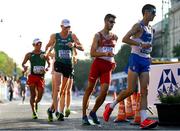 24 August 2023; Athletes, from left, José Leyver of Mexico, Brendan Boyce of Ireland, Marc Tur of Spain and Matteo Giupponi of Italy compete in the men's 35km race walk during day six of the World Athletics Championships in Budapest, Hungary. Photo by Sam Barnes/Sportsfile