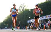 24 August 2023; Viviane Lyra of Brazil, left, and Serena Sonoda of Japan compete in the women's 35km race walk during day six of the World Athletics Championships in Budapest, Hungary. Photo by Sam Barnes/Sportsfile
