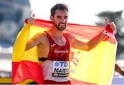 24 August 2023; Álvaro Martín of Spain celebrates winning the men's 35km race walk during day six of the World Athletics Championships in Budapest, Hungary. Photo by Sam Barnes/Sportsfile