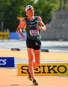 24 August 2023; Brendan Boyce of Ireland crosses the line upon finishing the men's 35km race walk during day six of the World Athletics Championships in Budapest, Hungary. Photo by Sam Barnes/Sportsfile