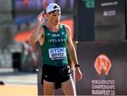 24 August 2023; Brendan Boyce of Ireland reacts after finishing the men's 35km race walk during day six of the World Athletics Championships in Budapest, Hungary. Photo by Sam Barnes/Sportsfile