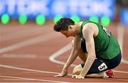 24 August 2023; Mark English of Ireland reacts after finishing 7th in his men's 800m semi-final during day six of the World Athletics Championships at the National Athletics Centre in Budapest, Hungary. Photo by Sam Barnes/Sportsfile