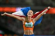 24 August 2023; Femke Bol of Netherlands celebrates after winning the women's 400m hurdles final during day six of the World Athletics Championships at the National Athletics Centre in Budapest, Hungary. Photo by Sam Barnes/Sportsfile