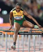 24 August 2023; Danielle Williams of Jamaica on her way to winning the women's 100m hurdles final during day six of the World Athletics Championships at the National Athletics Centre in Budapest, Hungary. Photo by Sam Barnes/Sportsfile