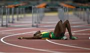 24 August 2023; Danielle Williams of Jamaica after winning the women's 100m hurdles during day six of the World Athletics Championships at the National Athletics Centre in Budapest, Hungary. Photo by Sam Barnes/Sportsfile
