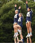 25 August 2023; Navy cheerleaders at the Navy Pep Rally at Merrion Square, Dublin ahead of the Aer Lingus College Football Classic match between Notre Dame and Navy at the Aviva Stadium in Dublin. Photo by David Fitzgerald/Sportsfile