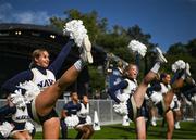 25 August 2023; Navy cheerleaders at the Navy Pep Rally at Merrion Square, Dublin ahead of the Aer Lingus College Football Classic match between Notre Dame and Navy at the Aviva Stadium in Dublin. Photo by David Fitzgerald/Sportsfile