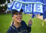 25 August 2023; Navy supporter Theresa Ryan from Florida at the Navy Pep Rally at Merrion Square, Dublin ahead of the Aer Lingus College Football Classic match between Notre Dame and Navy at the Aviva Stadium in Dublin. Photo by David Fitzgerald/Sportsfile