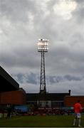 25 August 2023 A general view of floodlights after the match was delayed due to floodlight failure before the SSE Airtricity Men's Premier Division match between Bohemians and Derry City at Dalymount Park in Dublin. Photo by Stephen Marken/Sportsfile
