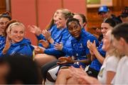 25 August 2023; Linda Djougang during a Leinster Rugby Women's jersey presentation at Old Belvedere RFC in Dublin. Photo by Piaras Ó Mídheach/Sportsfile