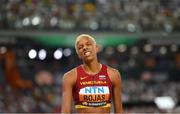 25 August 2023; Yulimar Rojas of Venezuela reacts after her last jump of the Women's Triple Jump during day seven of the World Athletics Championships at the National Athletics Centre in Budapest, Hungary. Photo by Sam Barnes/Sportsfile