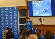 25 August 2023; Head coach Tania Rosser during a Leinster Rugby Women's jersey presentation at Old Belvedere RFC in Dublin. Photo by Piaras Ó Mídheach/Sportsfile