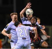 25 August 2023; Jonathan Afolabi of Bohemians in action against Danny Mullen of Derry City during the SSE Airtricity Men's Premier Division match between Bohemians and Derry City at Dalymount Park in Dublin. Photo by Stephen McCarthy/Sportsfile