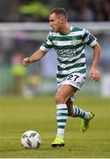 25 August 2023; Liam Burt of Shamrock Rovers during the SSE Airtricity Men's Premier Division match between Shamrock Rovers and Dundalk at Tallaght Stadium in Dublin. Photo by Seb Daly/Sportsfile