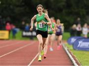 26 August 2023; Emma Hunt from Kells, Meath, on her way to winning the Girls under-16 1500m during the Community Games National Track and Field finals at Carlow SETU in Carlow. Photo by Matt Browne/Sportsfile