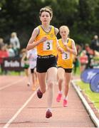 26 August 2023; Nicole Griffin from Ballynacally-Lissycasey, Clare, on her way to winning the Girls under-12 600m Final during the Community Games National Track and Field finals at Carlow SETU in Carlow. Photo by Matt Browne/Sportsfile