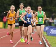 26 August 2023; Emma Brennan from Drumlish-Ballinamuck, Longford, on her way to finish second in the Girls under-16 1500m Final during the Community Games National Track and Field finals at Carlow SETU in Carlow. Photo by Matt Browne/Sportsfile