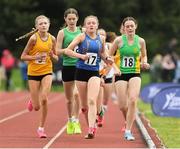 26 August 2023; Emma Brennan from Drumlish-Ballinamuck, Longford, on her way to finish second in the Girls under-16 1500m Final during the Community Games National Track and Field finals at Carlow SETU in Carlow. Photo by Matt Browne/Sportsfile