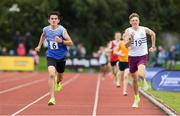 26 August 2023; Mark Kearns, left, from Annagh-Drumlane, Cavan, on his way to winning the Boys under-16 1500m Final ahead of second place Charlie O'Neill, right, from Mid-Sutton, Dublin, during the Community Games National Track and Field finals at Carlow SETU in Carlow. Photo by Matt Browne/Sportsfile