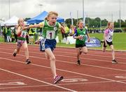 26 August 2023; Emily Horgan competes in the Girls under-8 80m Semi-final during the Community Games National Track and Field finals at Carlow SETU in Carlow. Photo by Matt Browne/Sportsfile