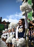 26 August 2023; The University of Notre Dame Cheer Team during the pre-match tailgate on Dame Street, renamed Notre Dame Street for the day, in Dublin ahead of the Aer Lingus College Football Classic match between Notre Dame and Navy in Dublin. Photo by Ramsey Cardy/Sportsfile