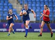 26 August 2023; Niamh Murphy of Leinster on her way to scoring her side's fifth try during the Girls Interprovincial Championship match between Leinster and Munster at Energia Park in Dublin. Photo by Piaras Ó Mídheach/Sportsfile