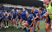 26 August 2023; Leinster players celebrate after the Girls Interprovincial Championship match between Leinster and Munster at Energia Park in Dublin. Photo by Piaras Ó Mídheach/Sportsfile