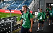 26 August 2023; Jack Crowley of Ireland arrives before the Rugby World Cup warm-up match between Ireland and Samoa at Parc des Sports Jean Dauger in Bayonne, France. Photo by Harry Murphy/Sportsfile