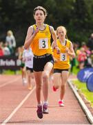 26 August 2023; Nicole Griffin from Ballynacally-Lissycasey, Clare, on her way to winning the Girls under-12 600m during the Community Games National Track and Field finals at Carlow SETU in Carlow. Photo by Matt Browne/Sportsfile