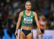 26 August 2023; Sophie Becker of Ireland before competing in the women's 4x400m relay heats during day eight of the World Athletics Championships at the National Athletics Centre in Budapest, Hungary. Photo by Sam Barnes/Sportsfile
