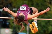 26 August 2023; Saoirse Hunter from Dunmore, Galway who came third during the Girls under-16 High Jump during the Community Games National Track and Field finals at Carlow SETU in Carlow. Photo by Matt Browne/Sportsfile