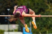 26 August 2023; Saoirse Hunter from Dunmore, Galway who came third during the Girls under-16 High Jump during the Community Games National Track and Field finals at Carlow SETU in Carlow. Photo by Matt Browne/Sportsfile