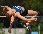 26 August 2023; Clodagh Donoghue from Newport, Tipperary, who won the Girls under-16 High Jump during the Community Games National Track and Field finals at Carlow SETU in Carlow. Photo by Matt Browne/Sportsfile