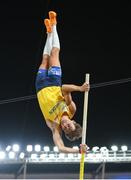 26 August 2023; Armand Duplantis of Sweden competes in the men's pole vault final during day eight of the World Athletics Championships at the National Athletics Centre in Budapest, Hungary. Photo by Sam Barnes/Sportsfile