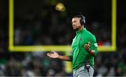 26 August 2023; Notre Dame head coach Marcus Freeman during the Aer Lingus College Football Classic match between Notre Dame and Navy Midshipmen at the Aviva Stadium in Dublin. Photo by Brendan Moran/Sportsfile