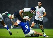 26 August 2023; Ryan Baird of Ireland is tackled by Jonathan Taumateine of Samoa during the Rugby World Cup warm-up match between Ireland and Samoa at Parc des Sports Jean Dauger in Bayonne, France. Photo by Harry Murphy/Sportsfile