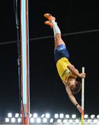 26 August 2023; Armand Duplantis of Sweden competes in the men's pole vault final during day eight of the World Athletics Championships at the National Athletics Centre in Budapest, Hungary. Photo by Sam Barnes/Sportsfile