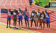 26 August 2023; The USA men's and women's relay team pose for a photograph during day eight of the World Athletics Championships at the National Athletics Centre in Budapest, Hungary. Photo by Sam Barnes/Sportsfile