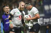 26 August 2023; Jeremy Loughman, left, and Rob Herring of Ireland during the Rugby World Cup warm-up match between Ireland and Samoa at Parc des Sports Jean Dauger in Bayonne, France. Photo by Harry Murphy/Sportsfile