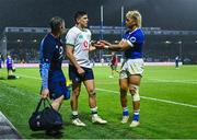 26 August 2023; Jimmy O’Brien of Ireland and Jonathan Taumateine of Samoa after the Rugby World Cup warm-up match between Ireland and Samoa at Parc des Sports Jean Dauger in Bayonne, France. Photo by Harry Murphy/Sportsfile