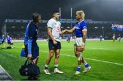 26 August 2023; Jimmy O’Brien of Ireland and Jonathan Taumateine of Samoa after the Rugby World Cup warm-up match between Ireland and Samoa at Parc des Sports Jean Dauger in Bayonne, France. Photo by Harry Murphy/Sportsfile