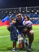 26 August 2023; Michael Ala'alatoa of Leinster with his sons Parker and Miles, after the Rugby World Cup warm-up match between Ireland and Samoa at Parc des Sports Jean Dauger in Bayonne, France. Photo by Harry Murphy/Sportsfile