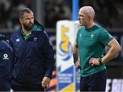 26 August 2023; Ireland head coach Andy Farrell and forwards coach Paul O'Connell before the Rugby World Cup warm-up match between Ireland and Samoa at Parc des Sports Jean Dauger in Bayonne, France. Photo by Harry Murphy/Sportsfile