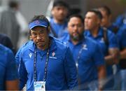 26 August 2023; Samoa assistant coach Tana Umaga before the Rugby World Cup warm-up match between Ireland and Samoa at Parc des Sports Jean Dauger in Bayonne, France. Photo by Harry Murphy/Sportsfile
