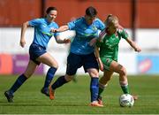 26 August 2023; Christina Dring of Cork City in action against Jess Turner of Terenure Rangers during the Sports Direct Women’s FAI Cup first round match between Terenure Rangers and Cork City at Richmond Park in Dublin. Photo by Stephen McCarthy/Sportsfile